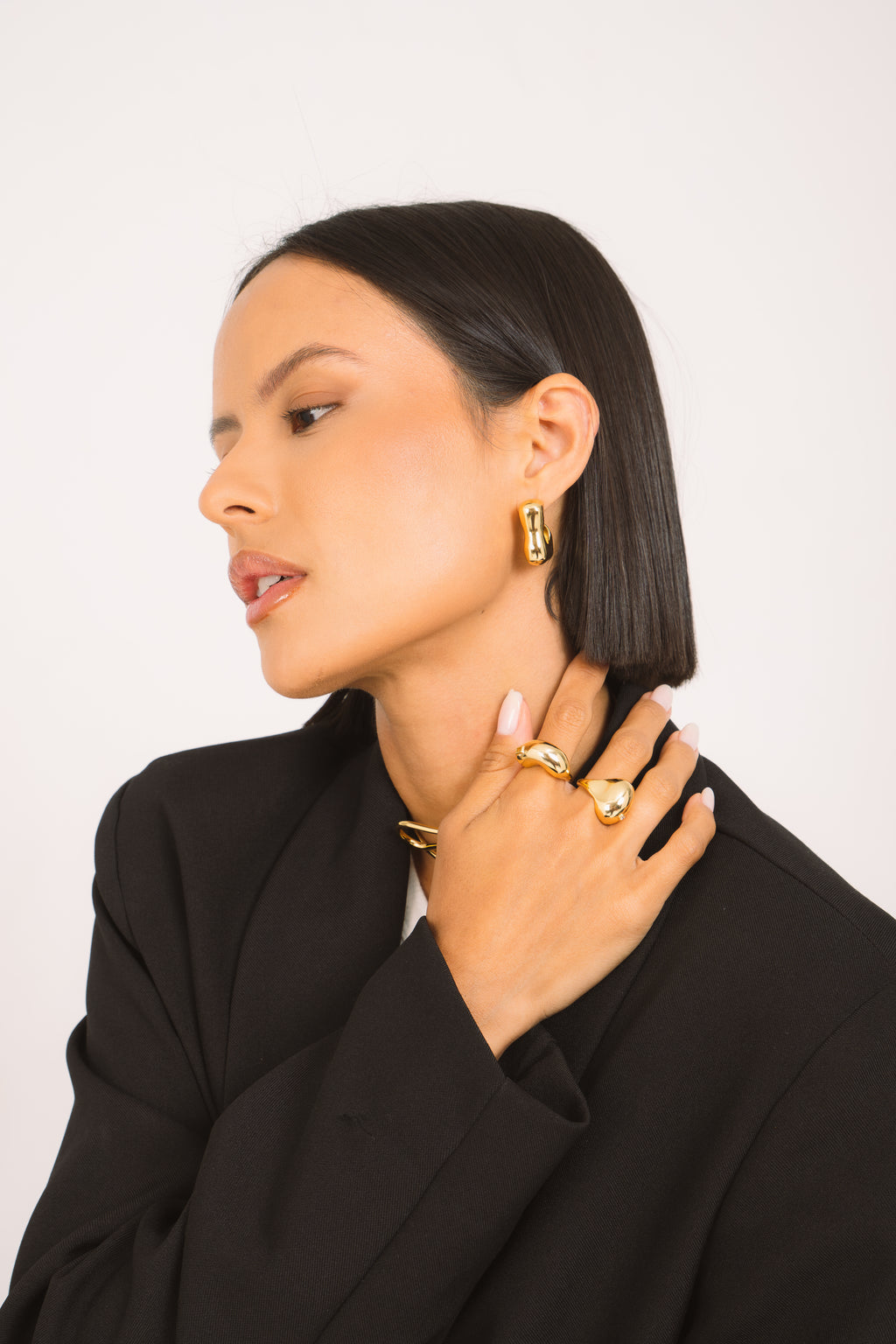 Anel Vírgula com Pedra Carré