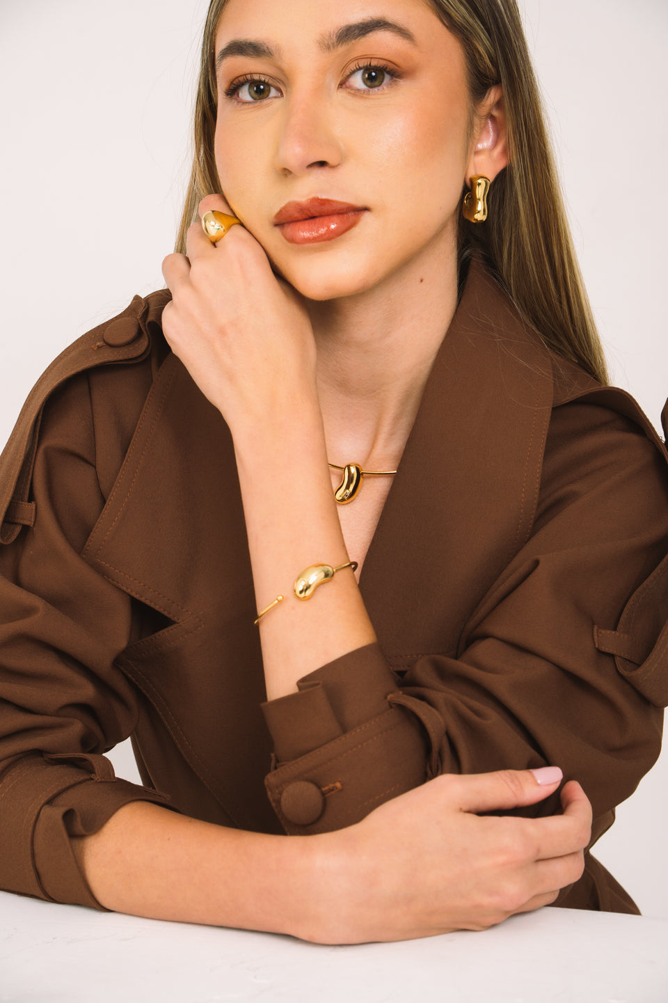 Bracelete Vírgula com Pedra Redonda