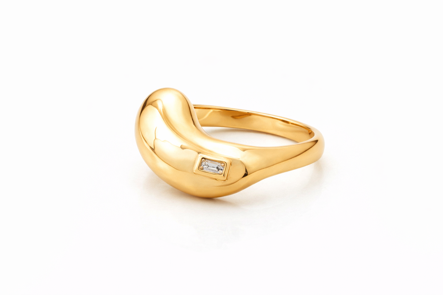 Anel Vírgula com Pedra Carré