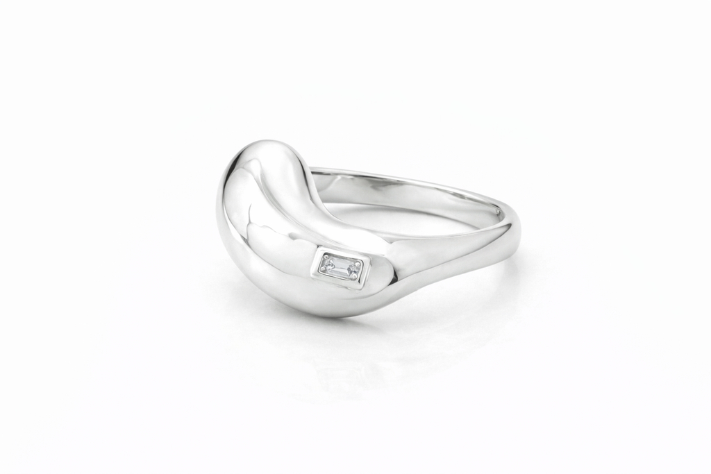 Anel Vírgula com Pedra Carré