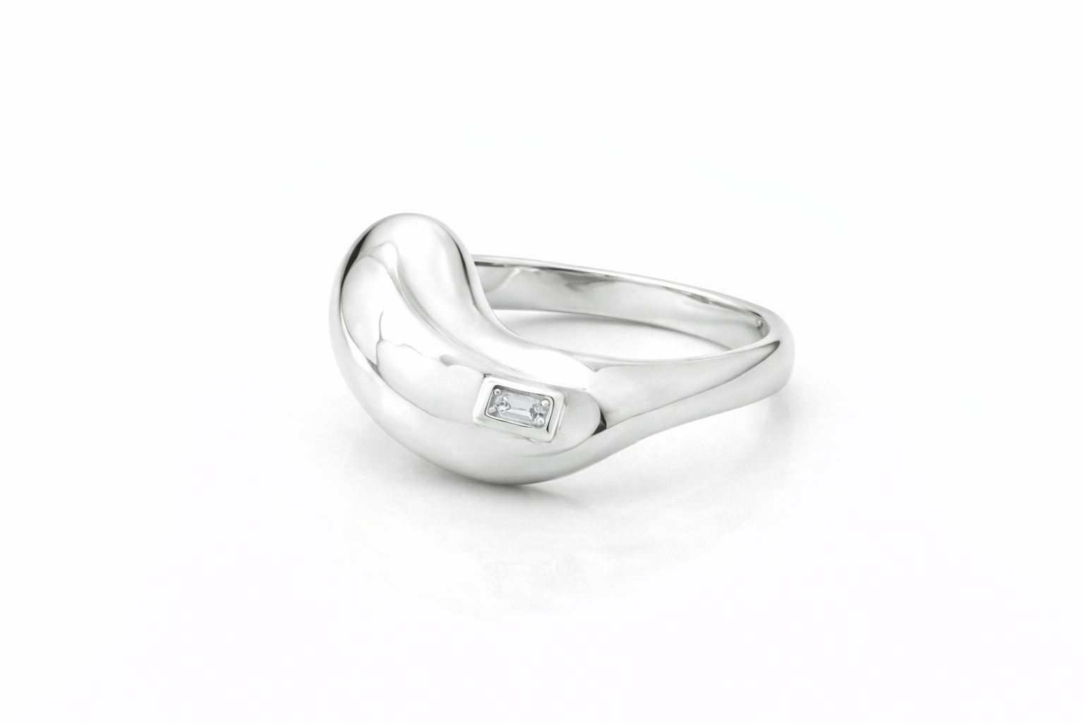 Anel Vírgula com Pedra Carré